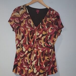 212 Collection Women's Floral Short Sleeve Stretch Blouse